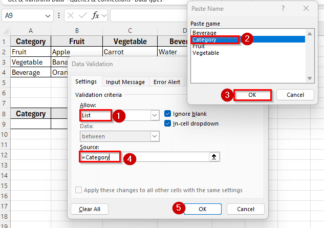 Using Named Ranges and the INDIRECT Function