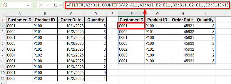 Using Advanced Formulas to Identify Complex Duplicate Rows