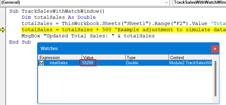 Creating a Watch Window Using VBA