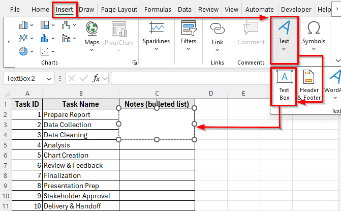 Using Text Boxes or SmartArt to Create Bulleted Lists