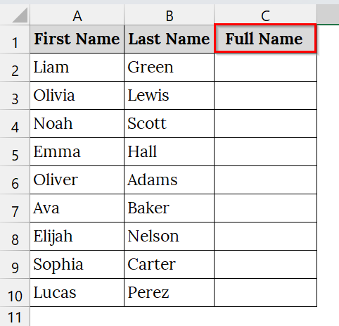Using the Flash Fill Tool to Merge Two Columns with a Space