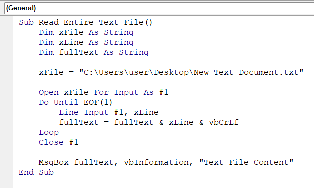 Read an Entire Text File Line by Line Using VBA