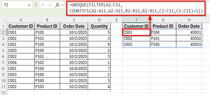 Using Advanced Formulas to Identify Complex Duplicate Rows