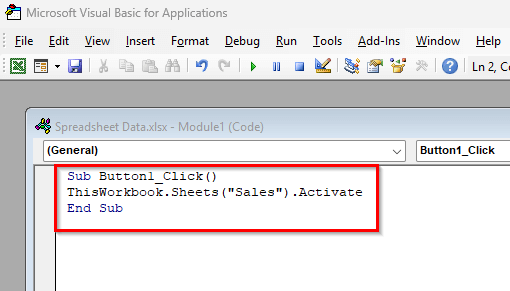 Use of Buttons to Create Table of Contents for Tabs