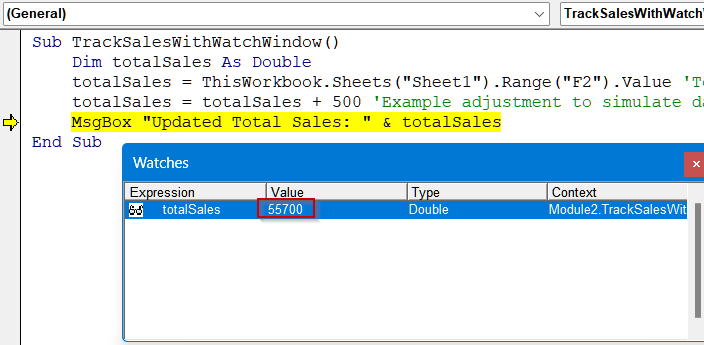 Creating a Watch Window Using VBA