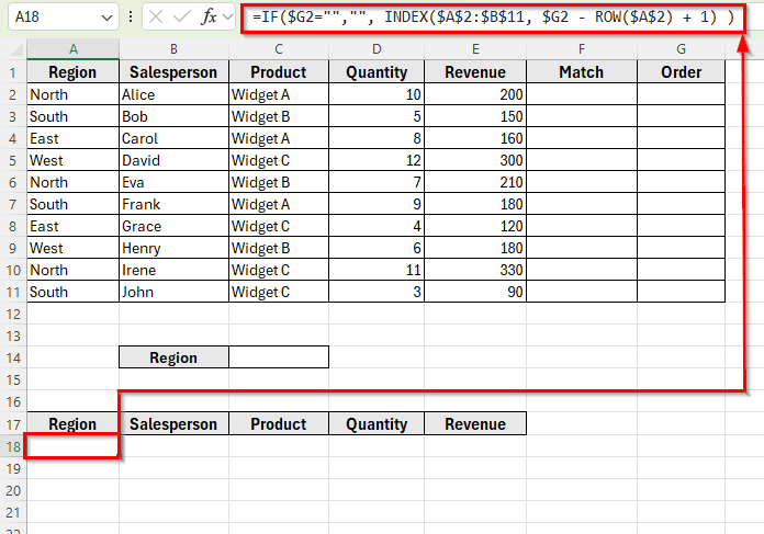 Using Helper Columns with INDEX and SMALL Functions