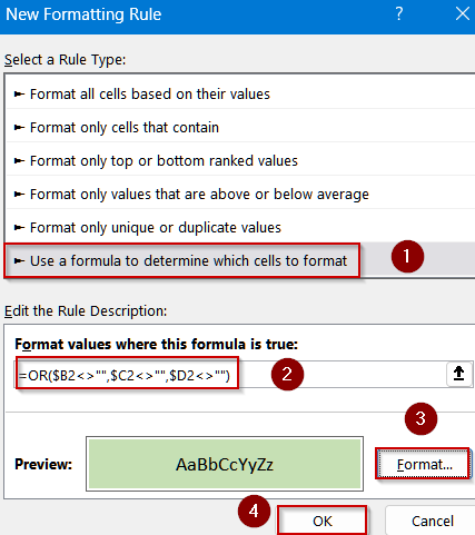 Highlight Rows Using OR Logic Across Columns