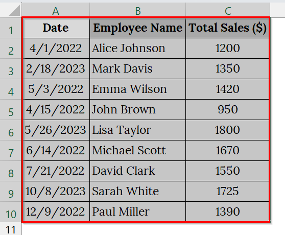 Using the PivotTable to Filter Dates by Month and Year
