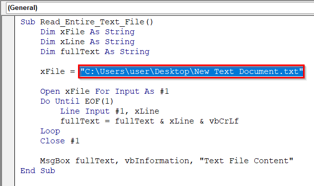 Read an Entire Text File Line by Line Using VBA