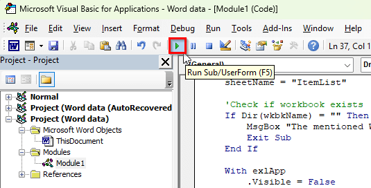 Importing an Excel List into a Word Drop-Down Using VBA
