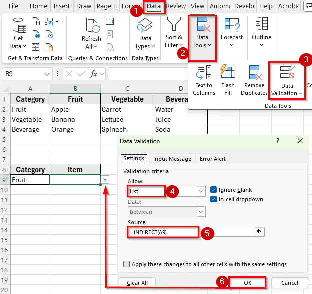 Using Named Ranges and the INDIRECT Function