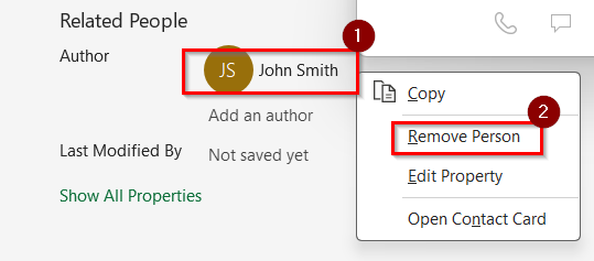 Remove Last Modified and Author Information Using the Excel Setting