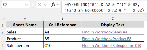 Create Hyperlink with Dynamic Values and Sheet References
