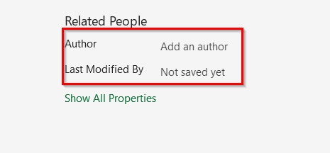 Remove Last Modified and Author Information Using the Excel Setting