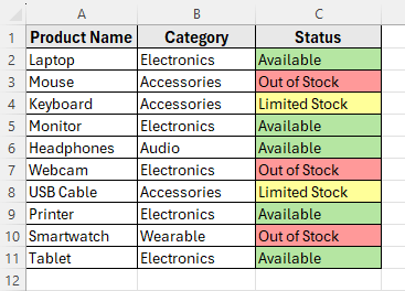 Count Colored Cells Using Filter and SUBTOTAL in Excel