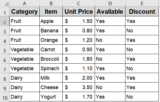 Conditional List Based on Category Selection