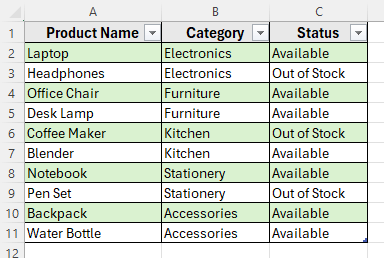 Removing Filter Drop-Down Arrows in Excel