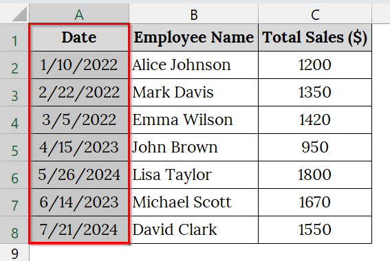 Apply the Filter Tool to Filter Dates by Month and Year in Excel