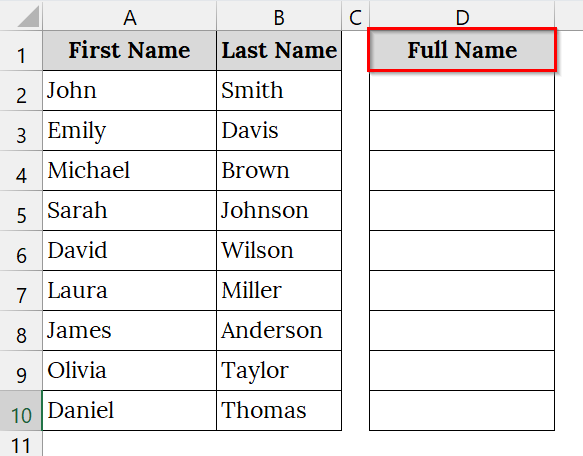 Using the Ampersand Operator to Merge Two Columns in Excel with a Space