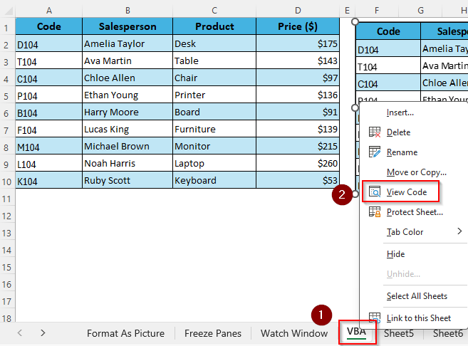 Create a Floating Table with VBA Macro