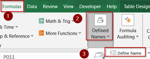 Use Named Ranges to Create a Drop-Down List Using Formulas tab