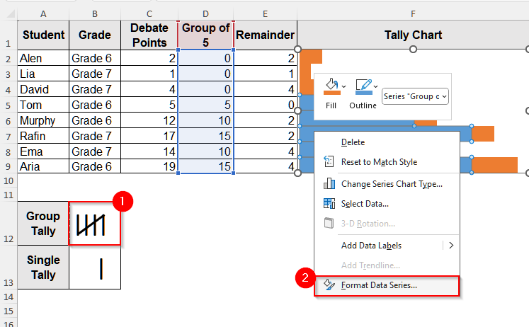 Make Tally Charts in Excel from a Bar Chart