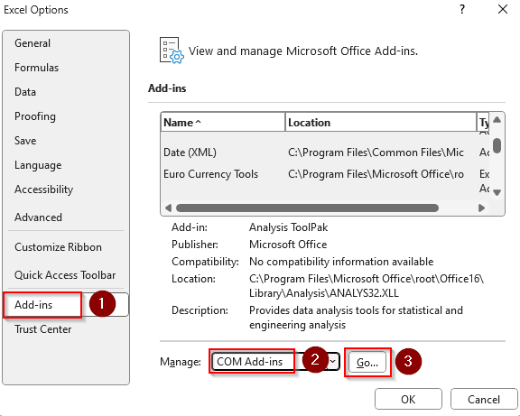 Disable Conflicting Add-Ins