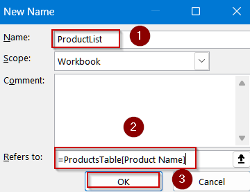 Use Named Ranges to Create a Drop-Down List Using Formulas tab