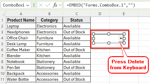 Using Go To Special to Remove Hidden Drop-Down Objects