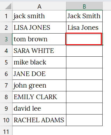 Automatically Correct Inconsistent Text Formatting in Excel with Flash Fill