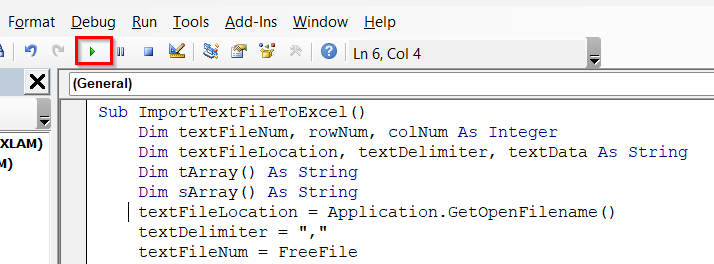Import a Text File to Excel Using a File Selection Option