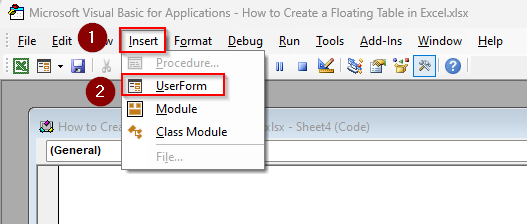 Create a Floating Table with VBA Macro