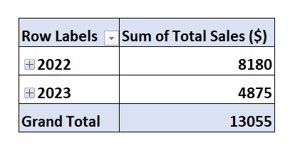 Using the PivotTable to Filter Dates by Month and Year