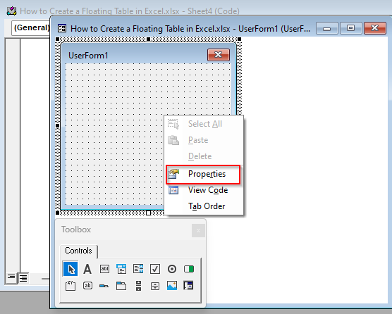 Create a Floating Table with VBA Macro