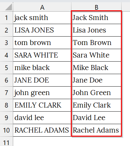 Automatically Correct Inconsistent Text Formatting in Excel with Flash Fill