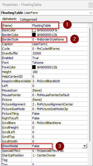 Create a Floating Table with VBA Macro