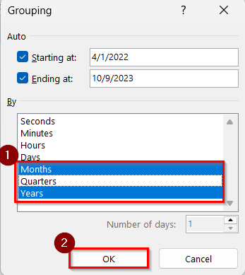 Using the PivotTable to Filter Dates by Month and Year