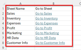 Applying Excel VBA Code to Create Table of Contents for Tabs