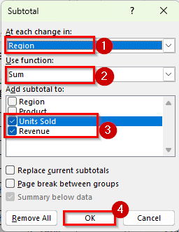 Creating Multi-Level Subtotals (Nested Subtotals) in Excel