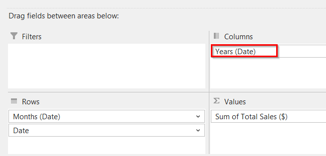 Using the PivotTable to Filter Dates by Month and Year