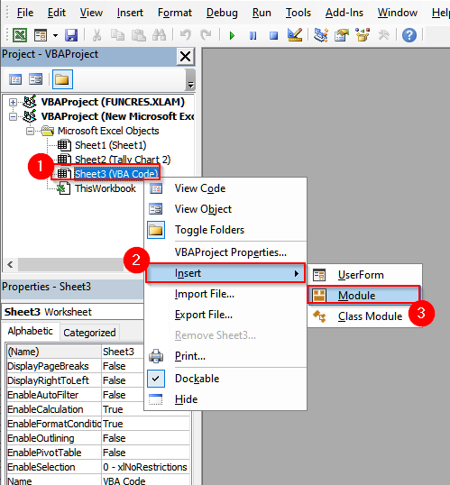 Add Tally Marks in Excel Using VBA Code
