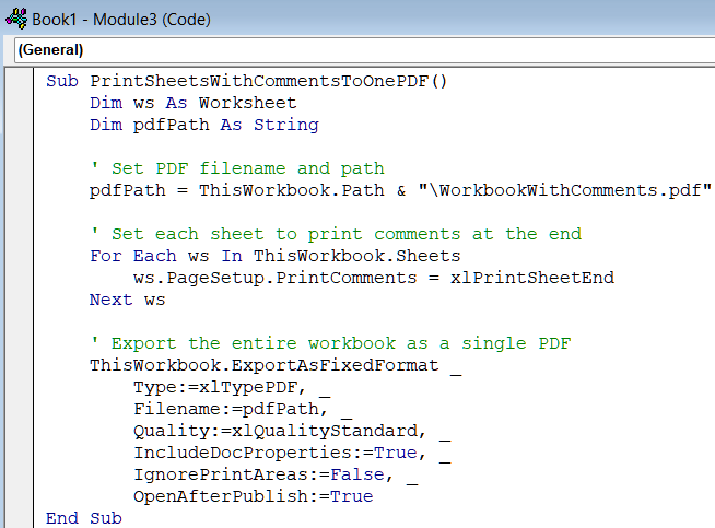 Include Comments While Printing Sheets Using VBA