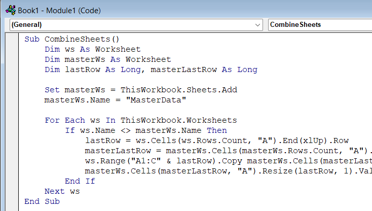 Excel VBA to Combine Multiple Worksheets into One Workbook
