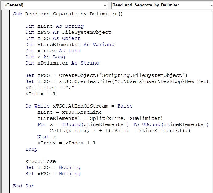 Read an Entire Text File Line by Line & Place in Excel Sheet Using VBA