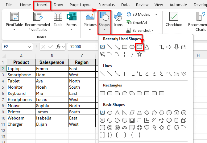Create a Navigation Button Using Shapes in Excel