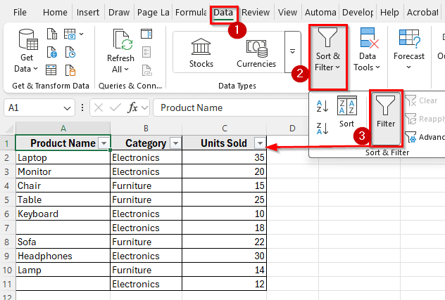Using SUBTOTAL Function to Count Filtered Cells with Text in Excel