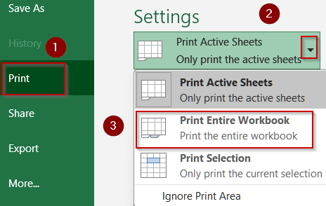 Utilize the Print Entire Workbook Option to Print All Sheets Simultaneously