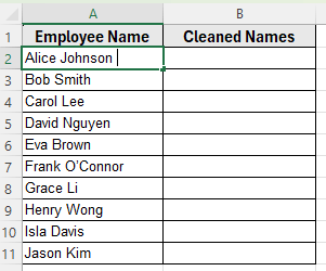 Using the TRIM Function to Remove Trailing Spaces in Excel