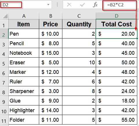Basic Calculation with Multiple Relative References
