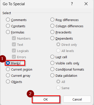 Remove Rows with Blank Cells from the Dataset